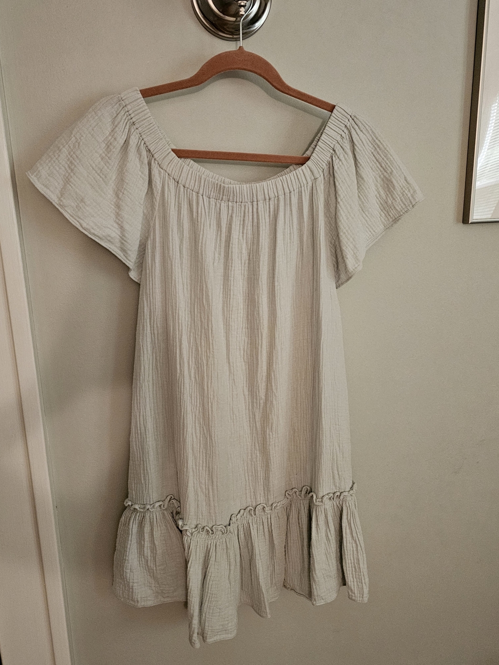 GUC Rebecca Taylor Pale Blue Cotton Gauze Ruffle Hem Shift Dress Womens Size 4